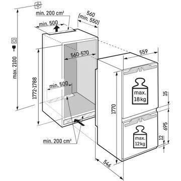 Réfrigérateur combiné encastrable LIEBHERR ICBNdi5123-22 Biofresh – Image 7