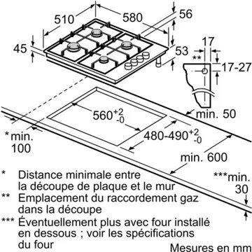 Table gaz BOSCH PBP6B2B80 Série 2 émail blanc – Image 6