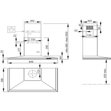 Hotte décorative murale ROBLIN LOTUS 900 INOX – Image 2