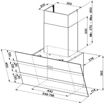 Hotte décorative murale inclinée FABER STEELMAX 800 BLANC/INOX – Image 3
