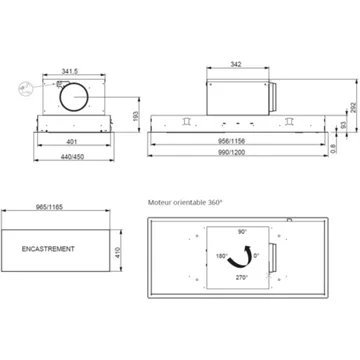 Hotte plafond ROBLIN Plafond COMETE 1200 INOX – Image 2