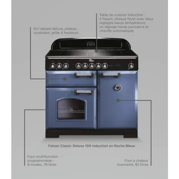 Piano de cuisson induction FALCON CLASSIC DELUXE 100 ROCHE BLEUE CHROME – Image 4