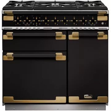 Piano de cuisson gaz FALCON ELISE LUXE TAB GAZ 90 CMNOIR LAITON